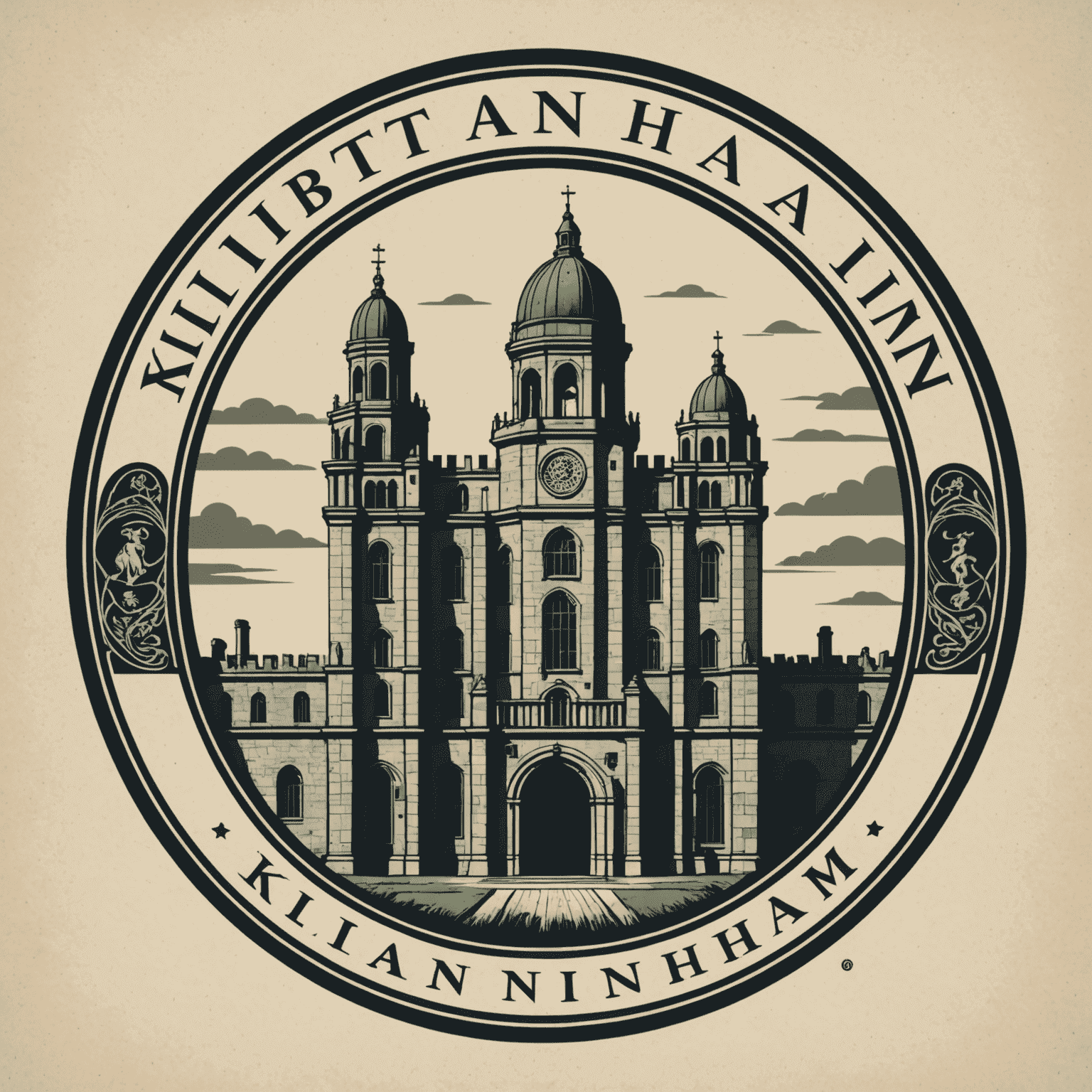 Kilmainham logo featuring a stylized representation of the prison's architecture