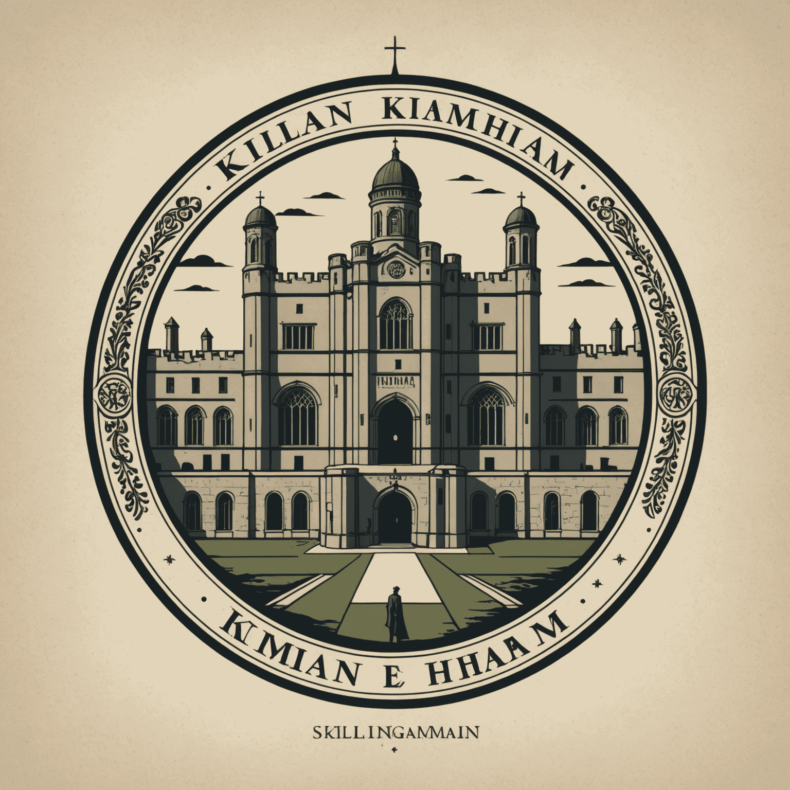 Kilmainham logo featuring a stylized representation of the prison's architecture