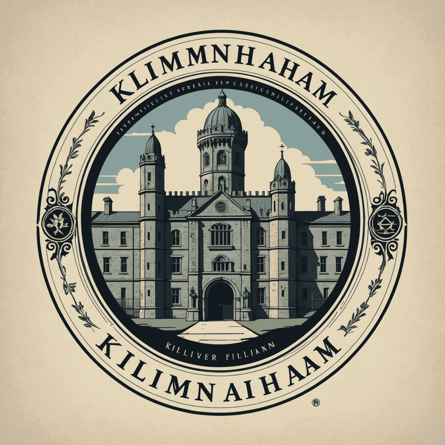 Kilmainham logo featuring a stylized representation of the prison's architecture