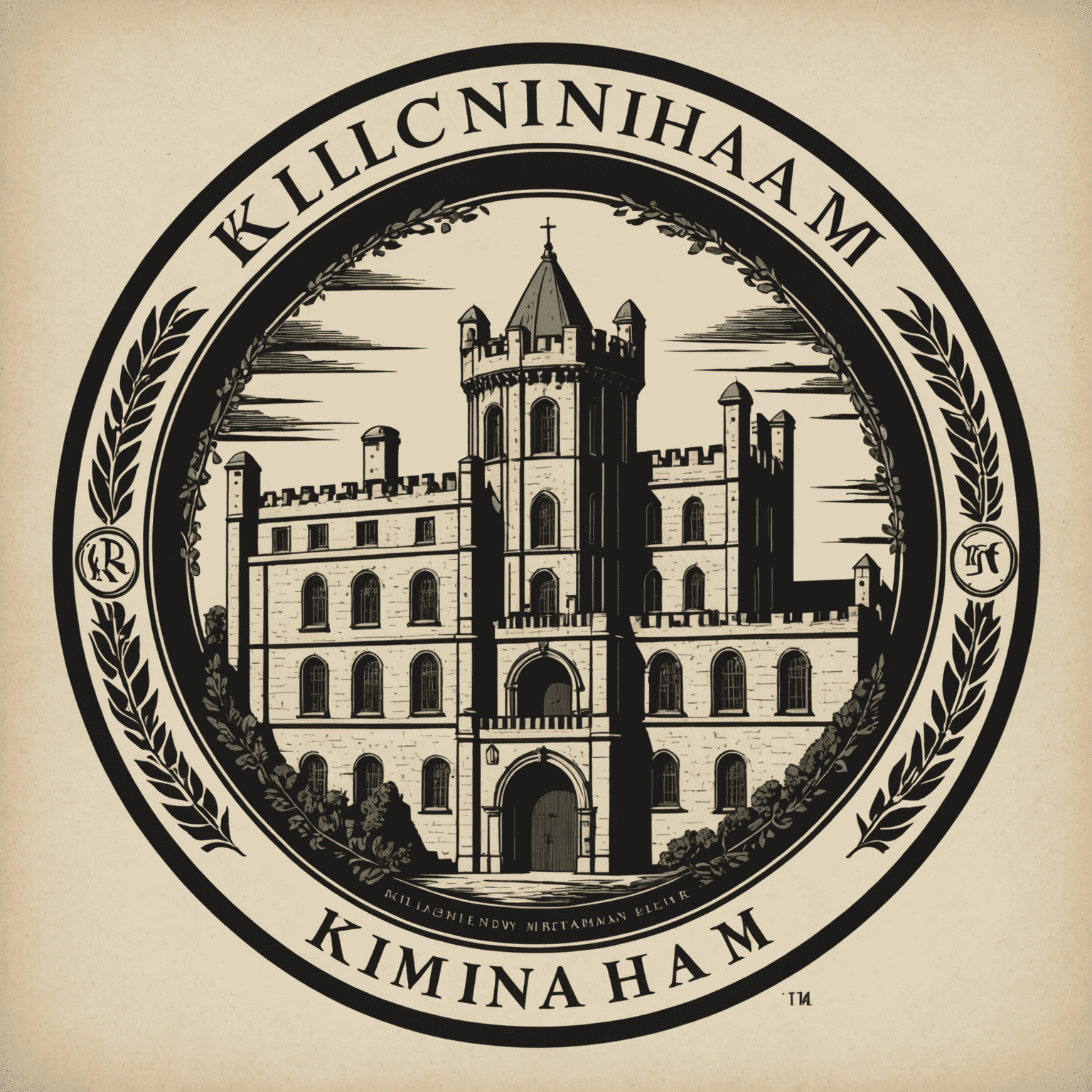 Kilmainham logo featuring a stylized representation of the prison's architecture