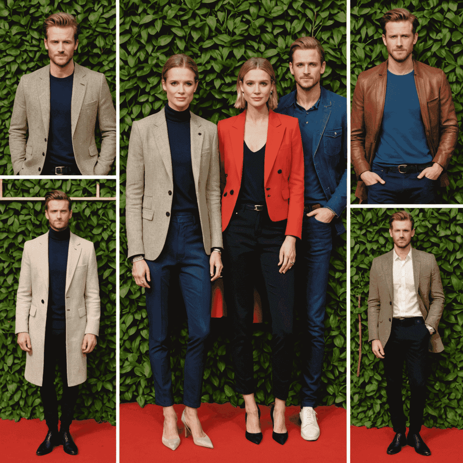 A collage of celebrities wearing Kilmainham-inspired clothing on red carpets and in casual settings, showcasing the versatility of the designs